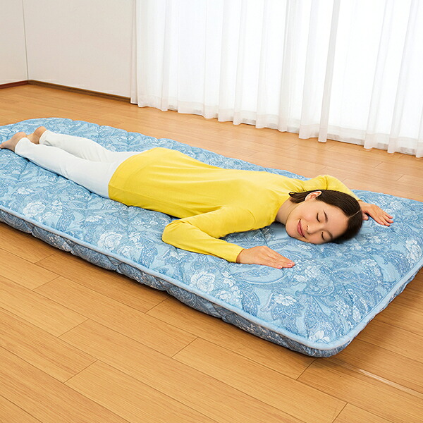 日本製 へたりにくい高反発敷き布団＜ブルー ピンク｜シングル 100×210cm セミダブル 120×210cm ダブル 140×210cm＞