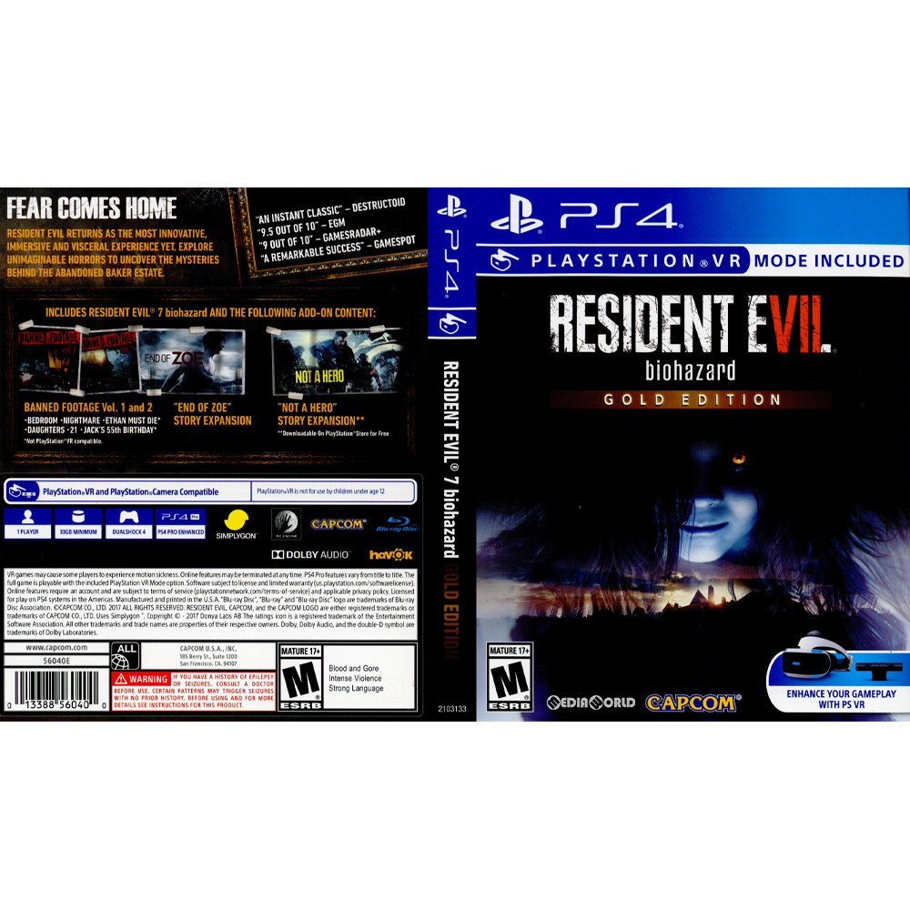 【中古】[PS4]RESIDENT EVIL 7 biohazard Gold Edition(レジデント イービル7/バイオハザード ゴールドエディション)(北米版)(2103133)(20171212)画像