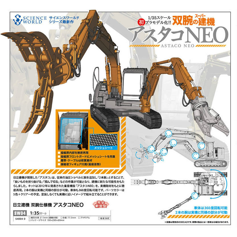 楽天市場】ハセガワ 1/35 日立建機 双腕仕様機 アスタコ NEO