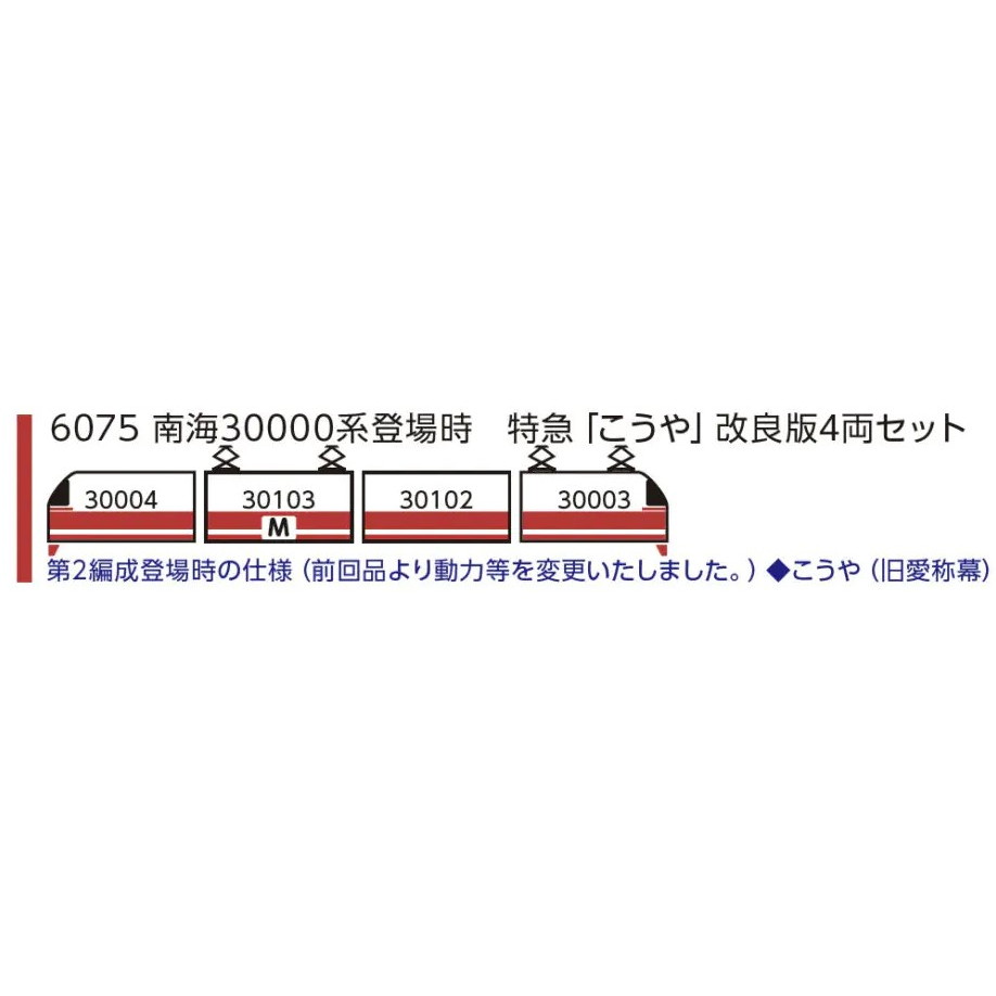 【新品即納】[RWM] 6075 南海30000系登場時 特急「こうや」改良版4両セット(動力付き) Nゲージ 鉄道模型 ポポンデッタ(20250228)