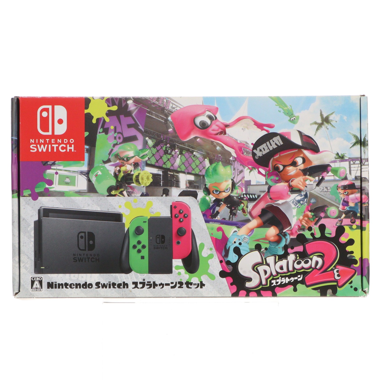 【中古】Nintendo Switch 本体 スプラJoy-Conソフト2本付き 任天堂、新色Joy-Con付きの「Nintendo Switch スプラトゥーン2セット