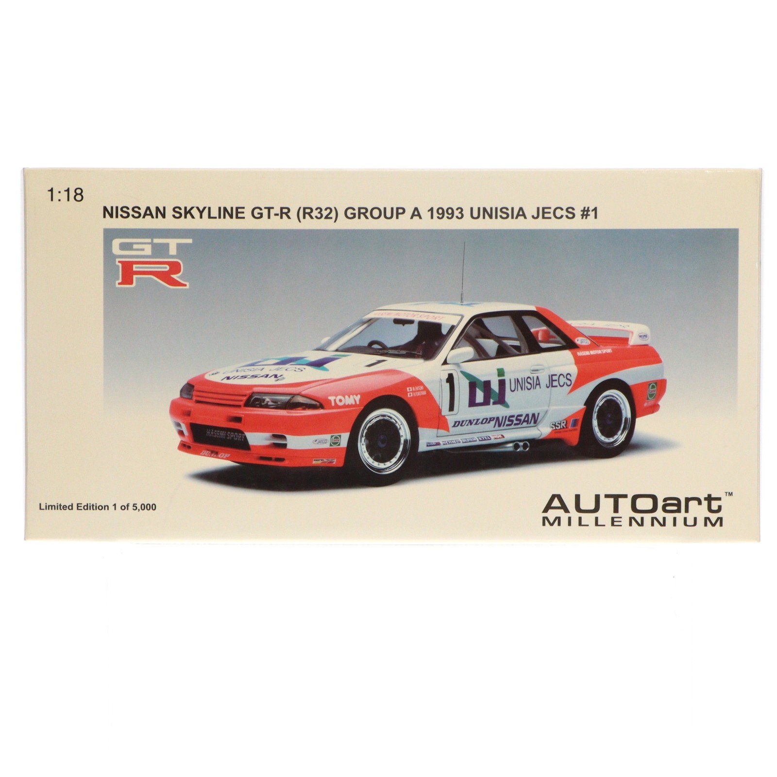 【中古】[MDL] MILLENNIUM 1/18 NISSAN SKYLINE(スカイライン) GT-R R32 GROUP A 1993 UNISIA JECS #1(ホワイト×レッド) 完成品 ミニカー(89378) AUTOart(オートアート)(20080531) 13,907円