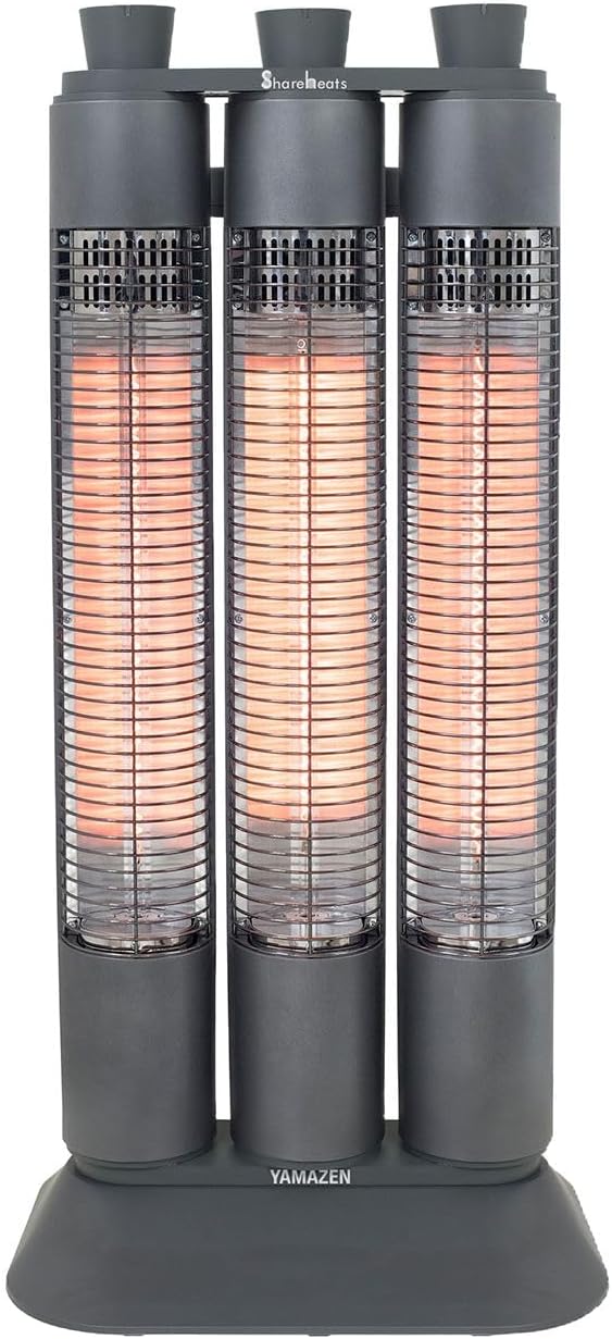 山善 遠赤外線カーボンヒーター ワイドレンジ 3本管 1200W 左右首振り スポット＆ワイド照射 ガンメタリック DC-ZT12(GM)｜メディセル　店