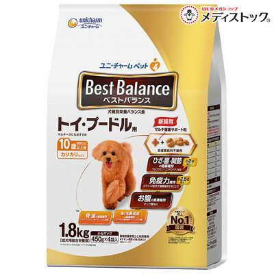 【お得な４個セット】 【ユニ・チャーム】ベストバランス カリカリ仕立て トイ・プードル用 １０歳以上用 １．８ｋｇ ☆ペット用品 ※お取り寄せ商品【賞味期限：3ヵ月以上】