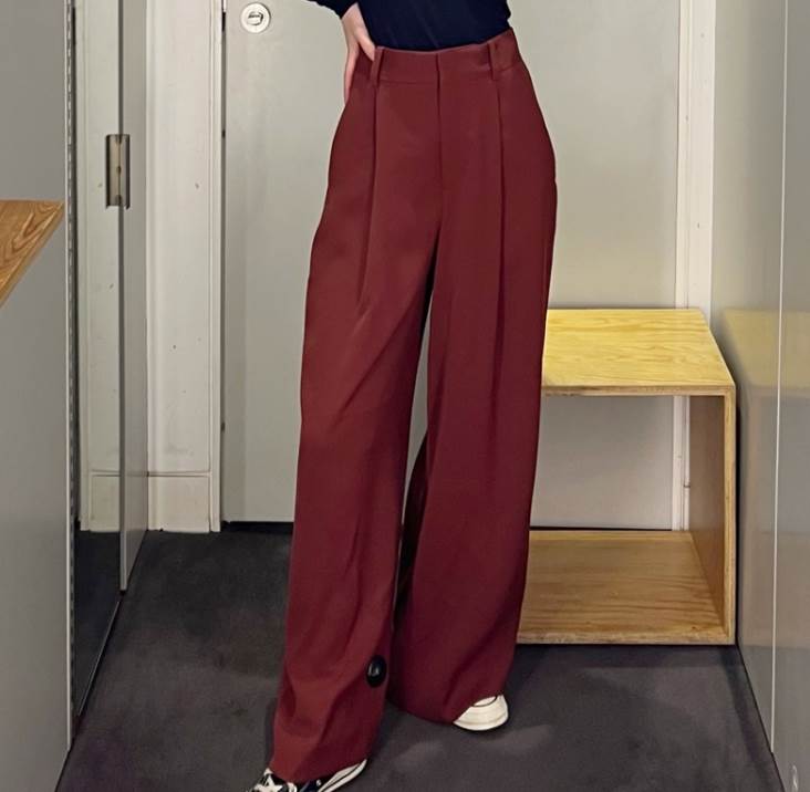 【P2倍&クーポン有】 ボトムス パンツ ロング丈 ロング ハイウエスト 30代 メンズライク 無地 モダン レトロ 大人 春 秋 シンプル カラーパンツ ワイド ワイドパンツ 冬 夏 20代 こなれ感 10代 モード系 オールシーズン