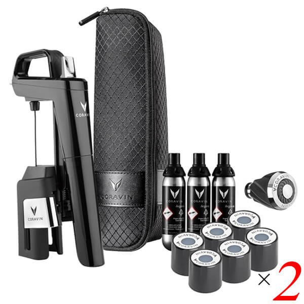 CORAVIN コラヴァン Timeless 青写真6+ 洋琴黒いこと 2個仕掛ける ぶどう酒保護すること取り合わせ 高純度Ar 置き目佩び物