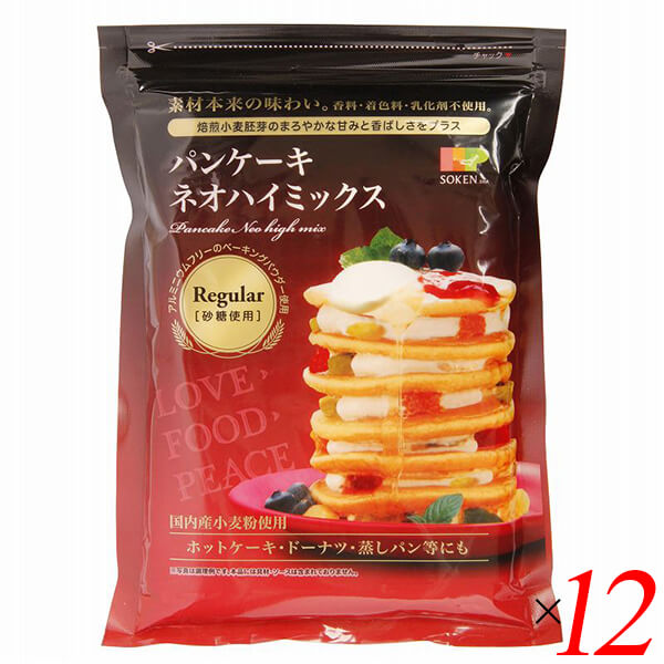 【マラソン限定！ポイント2倍！】創健社 パンケーキ ネオハイミックス 砂糖使用（レギュラー） 400g 12個セット 焙煎 小麦胚芽 ホットケーキミックス