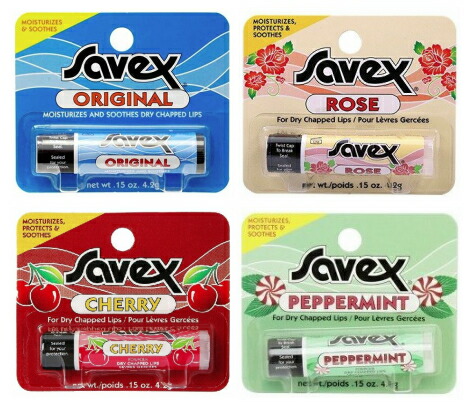 楽天市場 ４種類セット サベックス オリジナル ローズ ストロベリー ペパーミント Savex Original Rose Strawberry Peppermint リップクリーム 送料無料 メガホーム社蒸留水器ショップ