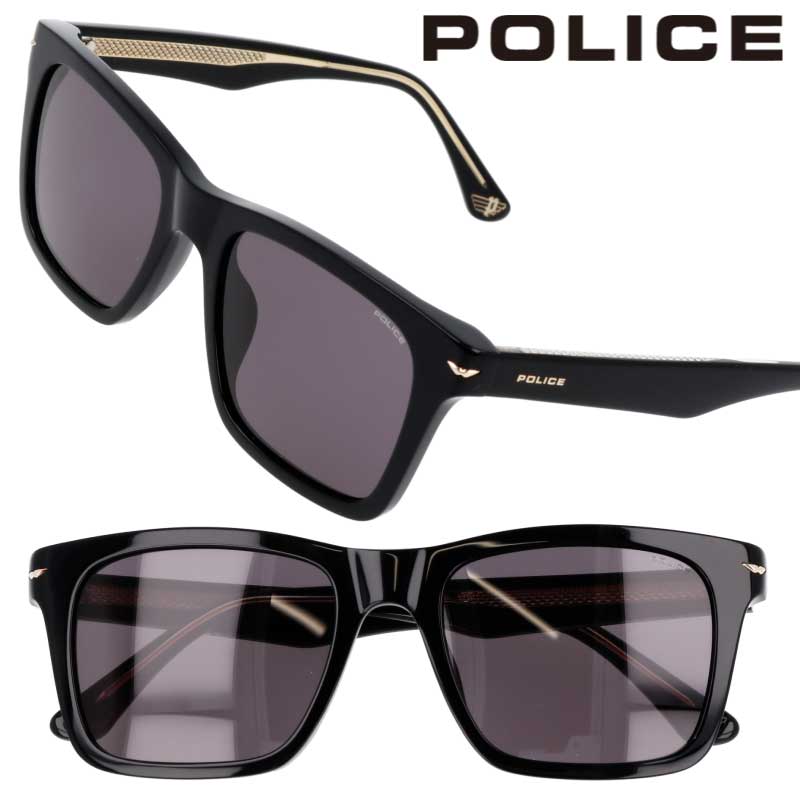 POLICE ポリス サングラス SPLN35 0700 ブラック 黒 グレー CHAMP9 police メンズ オシャレ かっこいい スクエア プレゼント ギフト 贈り物 UVカット 紫外線カット 伊藤健太郎 市原隼人 長渕剛 EXILE ATSUSHI 哀川翔 福山雅治 Vシネマ おすすめ 送料無料
