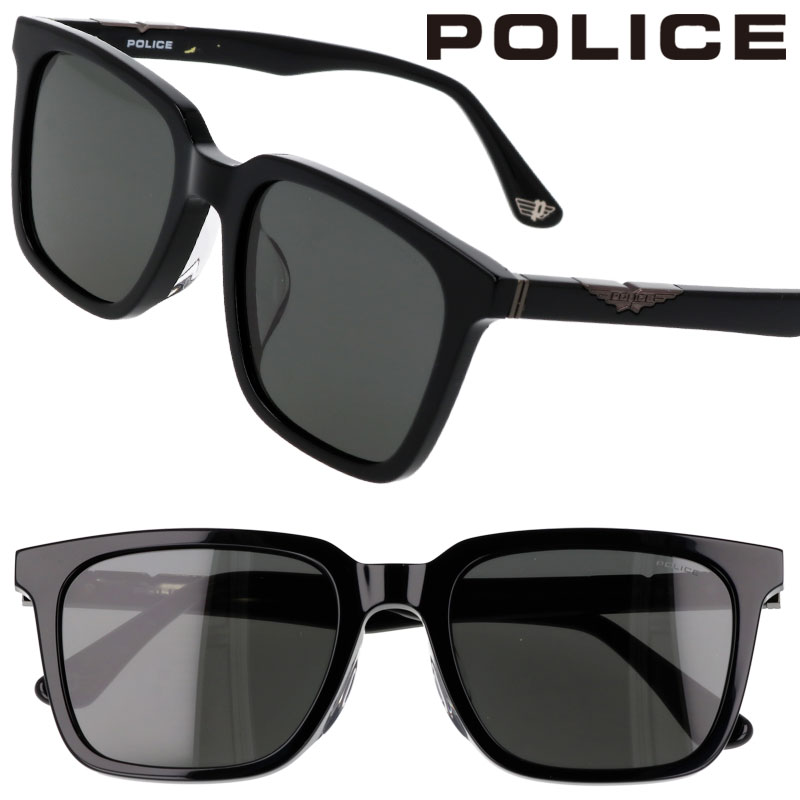 サングラス ポリス POLICE 53サイズ SPLP84K 53700F ブラック ダークグレー UVカット 紫外線カット 紫外線対策 メンズ レディース 男性用 女性用 度付き 可 度なし 正規商品 おしゃれ シンプル プレゼント ギフト スクエア 大きめ 運転 ドライブ 送料無料|メガネサングラスのDOURAKU