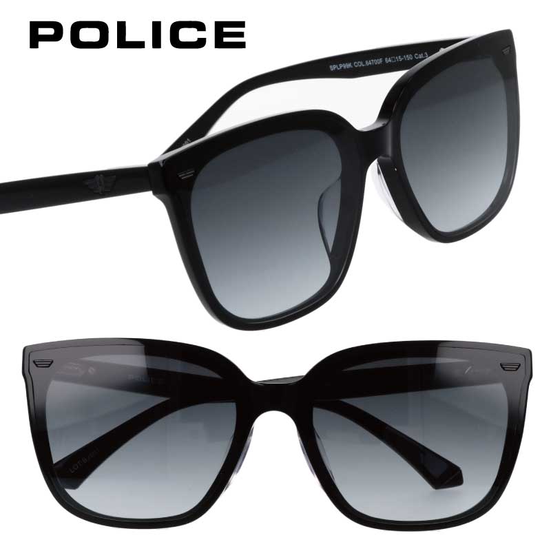 サングラス ポリス POLICE 2025年 ニューモデル splp99k 700f 64 サイズ splp99k-64700f ブラック グラデーションレンズ 正規商品 度なし おしゃれ オシャレ シンプル かっこいい プレゼント ギフト 贈り物 UVカット 紫外線カット 紫外線対策 送料無料 フラットレンズ|メガネサングラスのDOURAKU