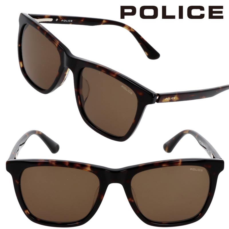 サングラス ポリス POLICE SPLQ09J Col.0710 ブラウン べっ甲柄 UVカット 紫外線カット メンズ 男性 ロゴ ウェリントン おしゃれ カッコいい シンプル 都会的 ブランド ファッション スポーツ プレゼント 贈り物 度付き 可 度なし 送料無料