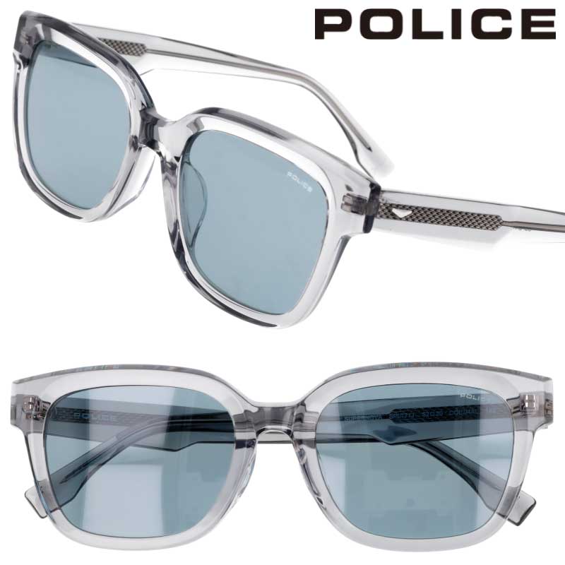 サングラス ポリス POLICE SPLT71J 04al クリアグレー ブルー メンズ レディース 男性 女性 おしゃれ オシャレ シンプル かっこいい プレゼント ギフト UVカット 紫外線カット 紫外線対策 UV対策 度付き 可 度なし 運転 ドライブ 旅行 送料無料｜メガネサングラスのDOURAKU