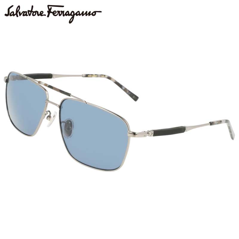 Ferragamo サングラス フェラガモ SF314SLB 070 ガンメタル ブルー メンズ 男性 ブランド ブランドサングラス UVカット 紫外線カット 紫外線対策 サルヴァトーレフェラガモ Salvatore Ferragamo 正規品 おしゃれ プレゼント ギフト 度付き 可 大きめ 送料無料