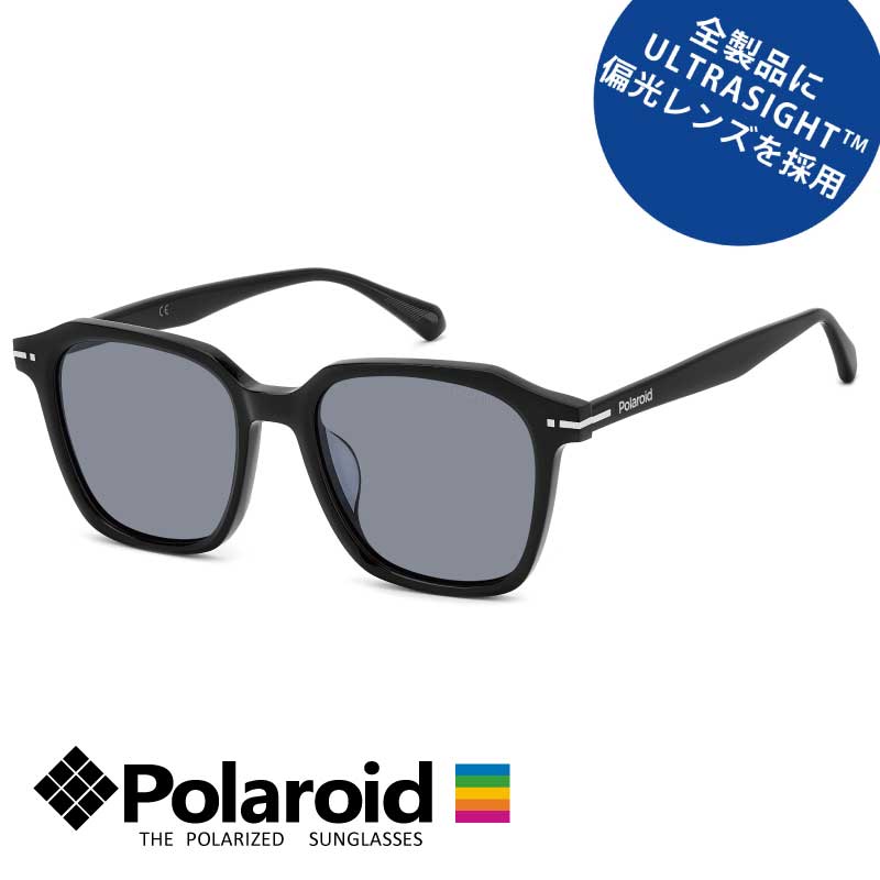 サングラス 偏光 POLAROID ポラロイド PLDCN 0094/F/S-54-807 M9 ブラック 黒 スクエア フレーム カラーレンズ ブルー偏光 偏光サングラス Polarized UltraSight 男女兼用 UVカット 紫外線対策 紫外線防止 眼を守る 日焼け防止 美白 夏 必需品 見やすい 送料無料 正規品