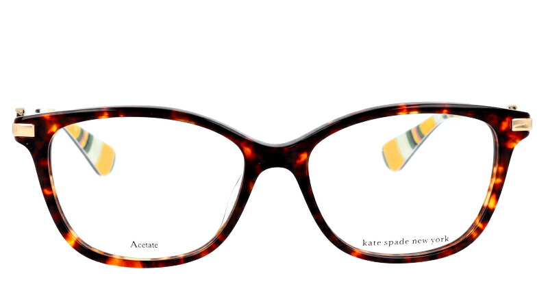 Kate Spade Newyork ケイト スペード ニューヨーク Everetta 086 べっ甲 茶 黄色 イエロー ストライプ柄 ゴールド 10代 代 30代 入学記念 卒業記念 眼鏡 メガネ おしゃれ 可愛い かわいい チタン レディース 女性用 ギフト プレゼント ロゴ Spotbuycenter Com