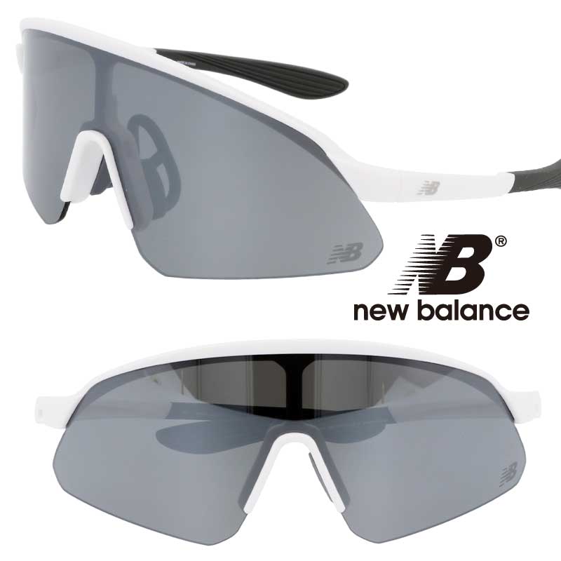 new balance サングラス 偏光 NB08111 C02P マットホワイト グレー ミラーレンズ NB ニューバランス スポーツサングラス 偏光サングラス 度付き不可 UV対策 ブランド スポーツ ゴルフ ジョギング 野球 ランニング ゴルフコンペ マラソン サイクル 自転車 紫外線カット｜メガネサングラスのDOURAKU 12,698円