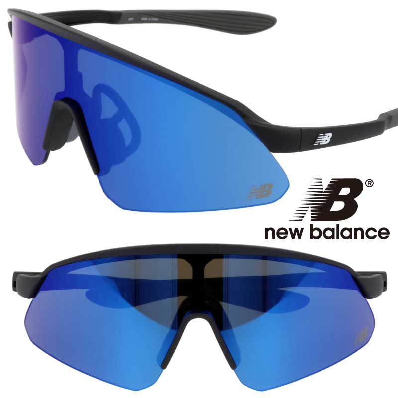 new balance サングラス 偏光 NB08111 C06P マットブラック ブルー ミラーレンズ NB ニューバランス スポーツサングラス 偏光サングラス 度付き不可 UV対策 ブランド スポーツ ゴルフ ジョギング 野球 ランニング ゴルフコンペ マラソン サイクル 自転車 紫外線カット