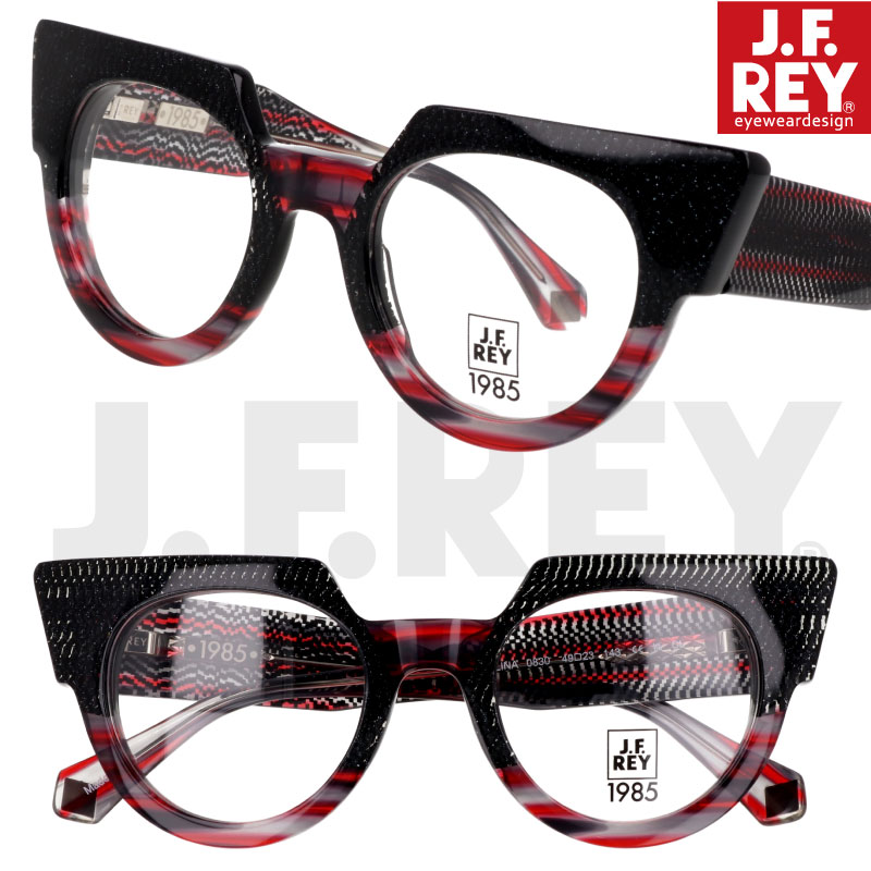 メガネ JFREY ジェイエフレイ CAROLINA col 0830 49□23 ブラック ラメ レッド グレー ササ柄 made in Italy イタリア製 おしゃれ 個性的 カラフル 眼鏡 メガネフレーム 眼鏡フレーム 度付き 可 度なし ファッション プレゼント ギフト 送料無料|メガネサングラスのDOURAKU