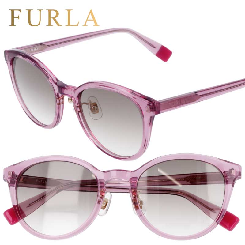 FURLA フルラ サングラス sfu654j-02gr クリアピンク グレー グラデーション ライトカラーレンズ UVカット 紫外線対策 ブランドサングラス レディース 女性用 可愛い おしゃれ プレゼント 贈り物 送料無料 セレブ愛用 上品 エレガント ご褒美 おすすめ イチオシ 正規品｜メガネサングラスのDOURAKU