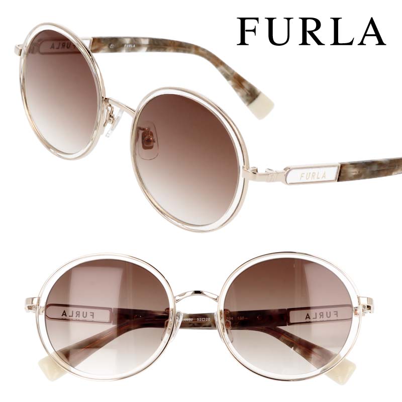 サングラス レディース フルラ SFUA48J 0594 クリア ゴールド ブラウン FULRA 女性用 度付き 可 度なし UVカット 紫外線カット 紫外線対策 ブランド かわいい おしゃれ ドライブ 運転 旅行 プレゼント 贈り物 上品 エレガント ご褒美 正規品 ラウンド 送料無料｜メガネサングラスのDOURAKU
