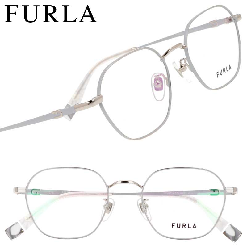メガネ レディース フルラ FURLA VFU903J 0628 グレー シルバー 眼鏡 メガネフレーム 眼鏡フレーム 度付き 可 度なし チタン おしゃれ かわいい 女性用 小さめ ブランド 芸能人 愛用 着用 伊達メガネ レンズ交換 ケース付き 送料無料｜メガネサングラスのDOURAKU
