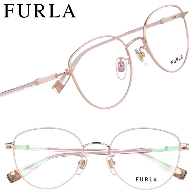 メガネ レディース フルラ FURLA VFU924J 0361 ピンク ローズゴールド 眼鏡 メガネフレーム 眼鏡フレーム 度付き 可 度なし おしゃれ かわいい 女性用 大きめ ブランド 芸能人 愛用 着用 伊達メガネ レンズ交換 ケース付き キャットアイ メタルフレーム 送料無料