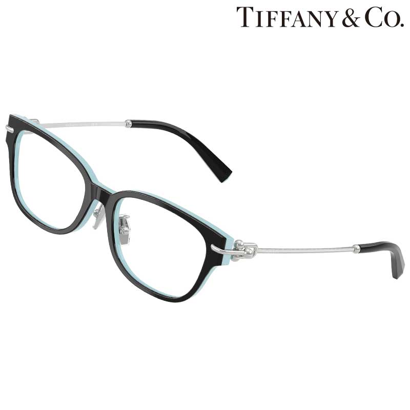 ティファニー メガネ レディース TF2262F 8055 52サイズ ブラック 黒 ティファニーブルー シルバー Tiffany HardWear ハードウェア 女性用 眼鏡 眼鏡フレーム 度付き 可 度なし オシャレ かわいい 上品 ウェリントン プレゼント ハイブランド TIFFANY＆Co. TIFFANY 送料無料｜メガネサングラスのDOURAKU