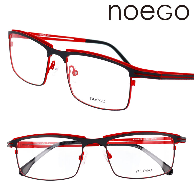 Reflect3 C62 40代 Neogo 赤 ワンランク上 ファッション性を前面に押し独創的なデザインとカラーリング ノーエゴ フランスの手作り メガネフレームブランド フランス アイウェア メガネ デート 眼鏡 レッド ブラック 黒 メンズ 男性 知的メガネ クリエイティブ ビジネス