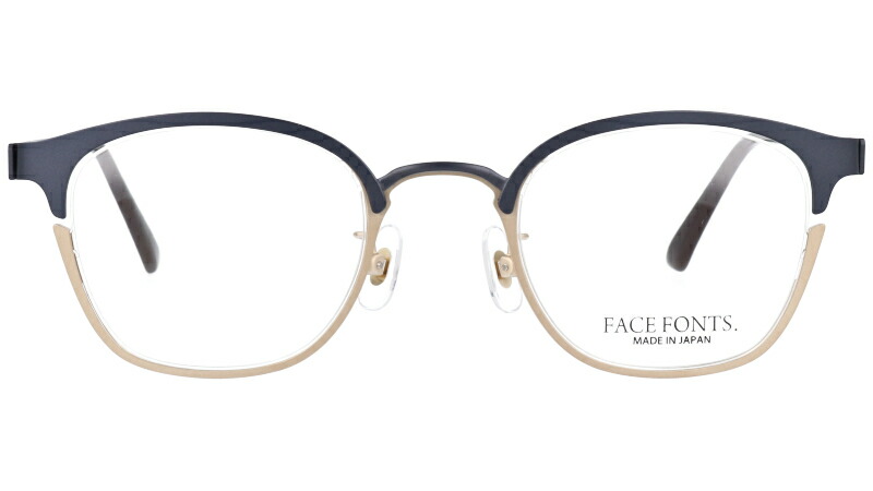 Face Fonts フェイスフォント Franklin C3 ダークネイビー ゴールド ツートン 眼鏡 メガネ メガネフレーム チタン レディース 女性 華奢 軽量 軽やか 代 30代 40代 素敵 ギフト プレゼント 日本製 Made In Japan 小さめ おしゃれ お洒落 華やか Titanium 鯖江