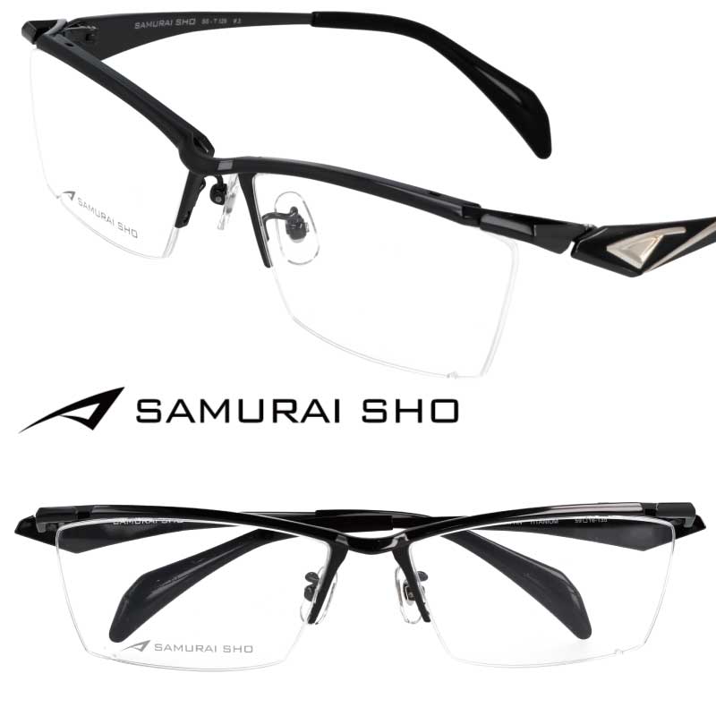 サムライ翔 メガネ フレーム 翔 智 SS-T129 #3 ガンメタル ハーフリム SAMURAI SHO 哀川翔 プロデュース 日本製 made in japan 鯖江 眼鏡 めがね メガネフレーム 度付き 可 度なし メンズ 男性 スクエア おしゃれ かっこいい シンプル チタン サムライショウ 送料無料|メガネサングラスのDOURAKU