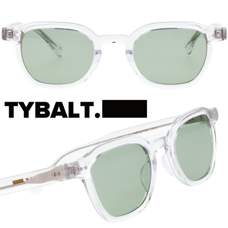 サングラス UVカット TYBALT. ティバルト ts005-c2-3 クリア 男女兼用 ユニセックス おしゃれ シンプル 薄い 色 ライトカラー 小さめ クラウンパント 紫外線対策 紫外線カット 度付き 可 送料無料 春夏 おすすめ お出かけ カラーレンズ 使いやすい 正規品 人気 トレンド