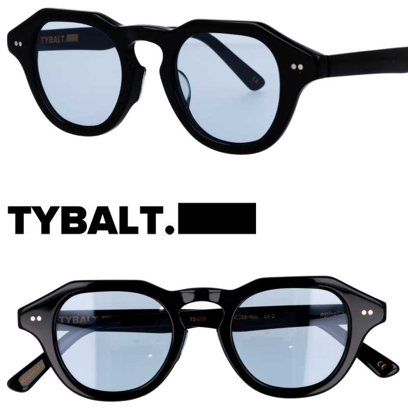 サングラス TYBALT ティバルト TS008 C1-2 ブラック ライトブルー ophelia 度付き 可 度なし 2022年東京でスタートした新アイウェアブランド ハンドメイド メンズ レディース 男性 女性 UVカット 紫外線対策 おしゃれ クラシカル こだわり シンプル クラウンパント 小さめ 14,850円