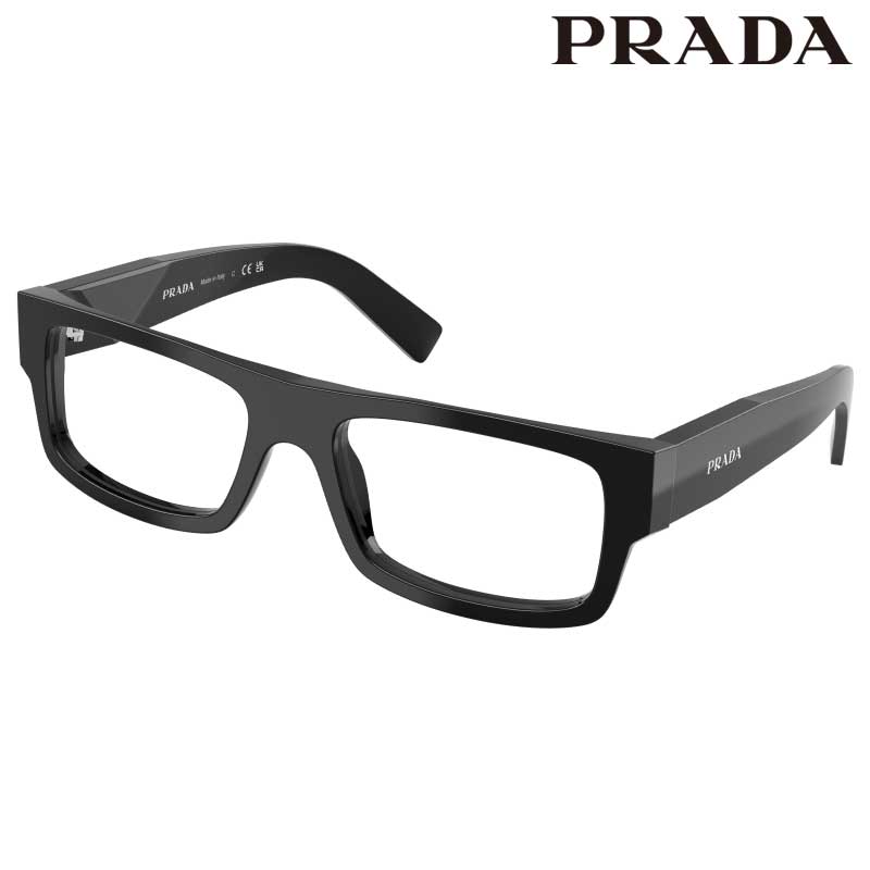 メガネ プラダ メンズ PRADA PR D06 F 16K1O1 56サイズ ブラック 黒 眼鏡 メガネフレーム 眼鏡フレーム 度付き 可 度なし 男性用 おしゃれ シンプル ビジネス プレゼント ギフト ハイブランド Prada prada ロゴ ラグジュアリー 正規品 イタリア製 スクエア 黒縁｜メガネサングラスのDOURAKU