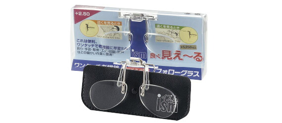 ﾌｫﾛｰｸﾞﾗｽ ﾚｷﾞｭﾗｰ 4010 +1.50 眼鏡に取り付け可能 眼鏡の上から 拡大 ワンタッチで老眼鏡 ism イズム ハネアゲ式老眼鏡 跳ね上げ老眼