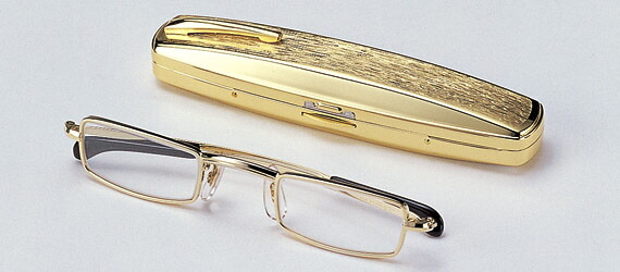 ｶﾝﾀﾞｽﾗｲﾄK185 強度 +5.25 ｺﾞｰﾙﾄﾞ 携帯用老眼鏡カンダオプティカル　SLIGHT　スライトシニアグラス リーディンググラス 老眼鏡 クリックリーダー 読書用 おしゃれ メンズ 男性 レディース 女性 コンパクト 携帯用