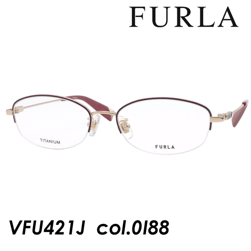 Furla フルラ メガネ Vfu421j Col 0i ワインレッド ピンク ゴールド 52mm Titanium Voli Me