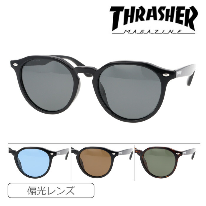 THRASHER スラッシャー 偏光サングラス CAIN1047 col.BK-SMP/BK-LBL/BK-BRP/DM-GNP 53mm 紫外線 UVカット Polarized 4color