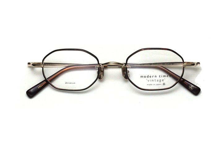 【水晶体付眼鏡】modern times ‘vintage’ 今めかしいタイムス ヴィンテージ MTV-16-1 赤銅色デミ【オクタゴン系】【日本製】【古典派音楽絵図面】【書き換える金属元素】 眼鏡・サングラス-バッグ・小物・ブランド雑貨
