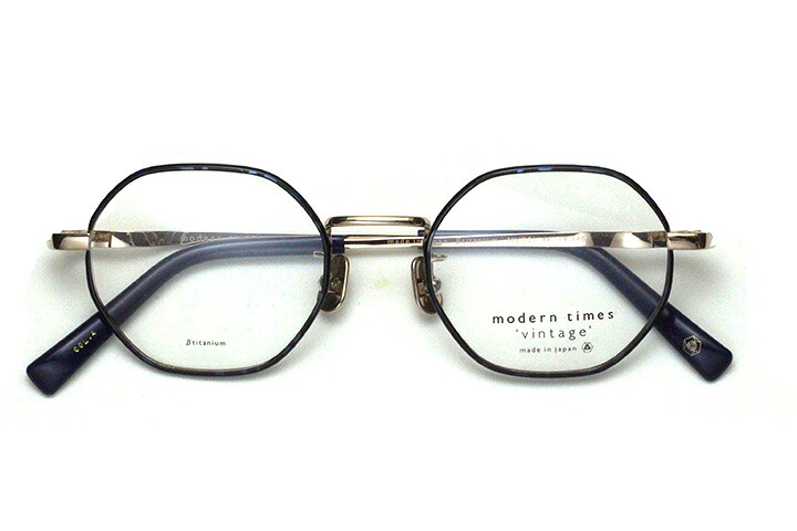 【水晶体付眼鏡】modern times ‘vintage’ 今めかしいタイムス ヴィンテージ MTV-21-4 青色デミ【オクタゴン系】【日本製】【古典派音楽絵図面】【書き換える金属元素】 眼鏡-バッグ・小物・ブランド雑貨