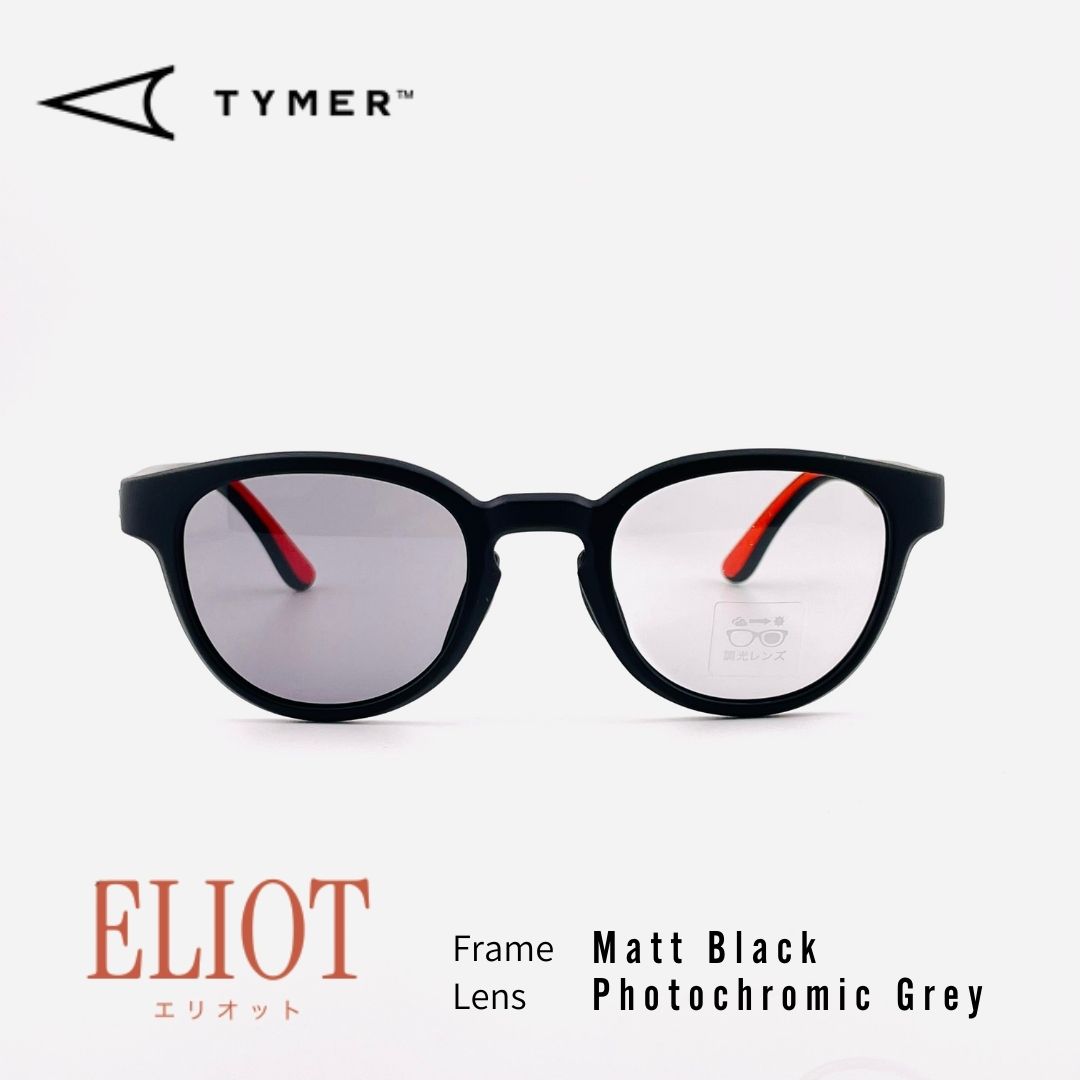 TYMER サングラス ELIOT TY100 MBK PGY マットブラック 調光レンズ タイマー サングラス スポーツ用サングラス ドライブ用サングラス ランニング用サングラス ボストンシェイプ 軽量 プレゼント用 男女兼用