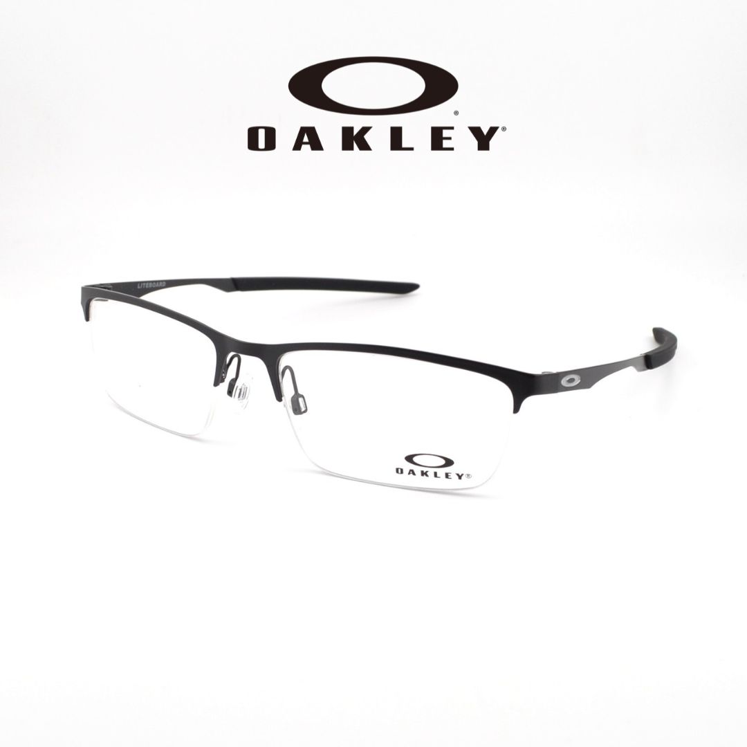 オークリー メガネ フレーム ライトボード OAKLEY LITEBOARD OX3141-0157 57サイズ サテンブラック 黒縁 ハーフリム セミリム スクエア ステンレス 軽量 スポーツ ビジネス 釣り ドライブ 伊達 度付き メンズ レディース 眼鏡【国内正規品】
