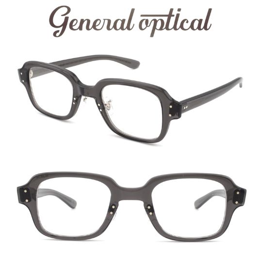 General optical ジェネラルオプティカル メガネ Alfa アルファ #5 Clear Gray クリアグレー 日本製 復刻 ヴィンテージ ウェリントン 2点カシメ ドットリベット 7枚丁番 突きつけ構造 カシメクリングス 鼻パッド 度付き メンズ レディース ユニセックス 送料無料|めがね堂