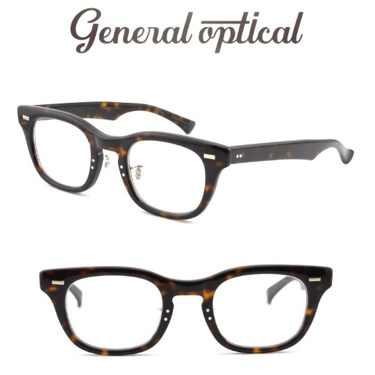 General optical ジェネラルオプティカル メガネ Bravo ブラボ #3 Dark Tortoise ダークタートス 日本製 復刻 ヴィンテージ ウェリントン セルフレーム 7枚丁番 突きつけ構造 カシメクリングス 鼻パッド 伊達メガネ 度付き 眼鏡 メンズ レディース ユニセックス 送料無料|めがね堂
