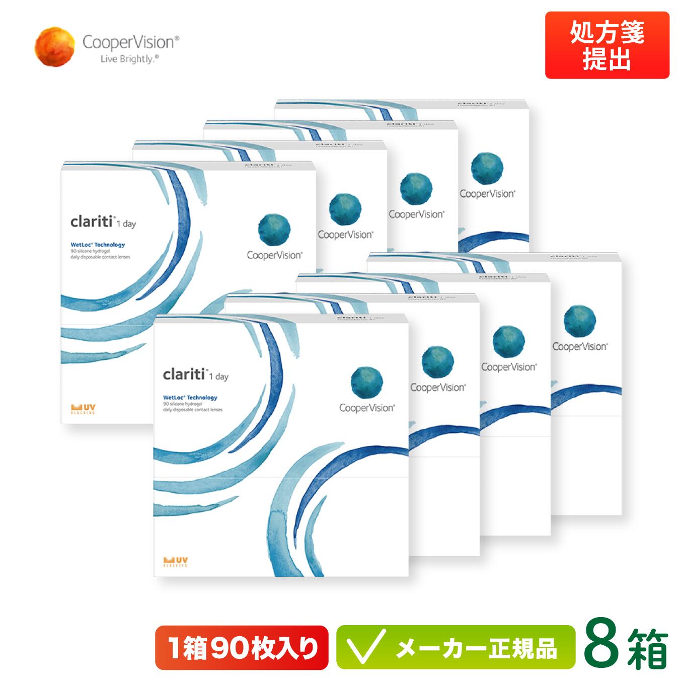 【最大限度2000円引き換え証 】クラリティワンデー WetLoc Technology 90枚容器に並べる 8箱書き割り両眼約12ヶ月分(クーパー夢幻 1日使い捨て 連絡 cooper vision clariti 1day)