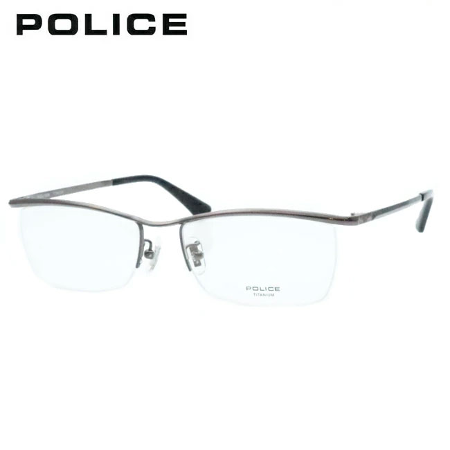 ポリス メガネ フレーム VPLG48J 0K59 ダークガンメタル 55サイズ メガネフレーム 眼鏡 最短発送 POLICE チタン スクエア