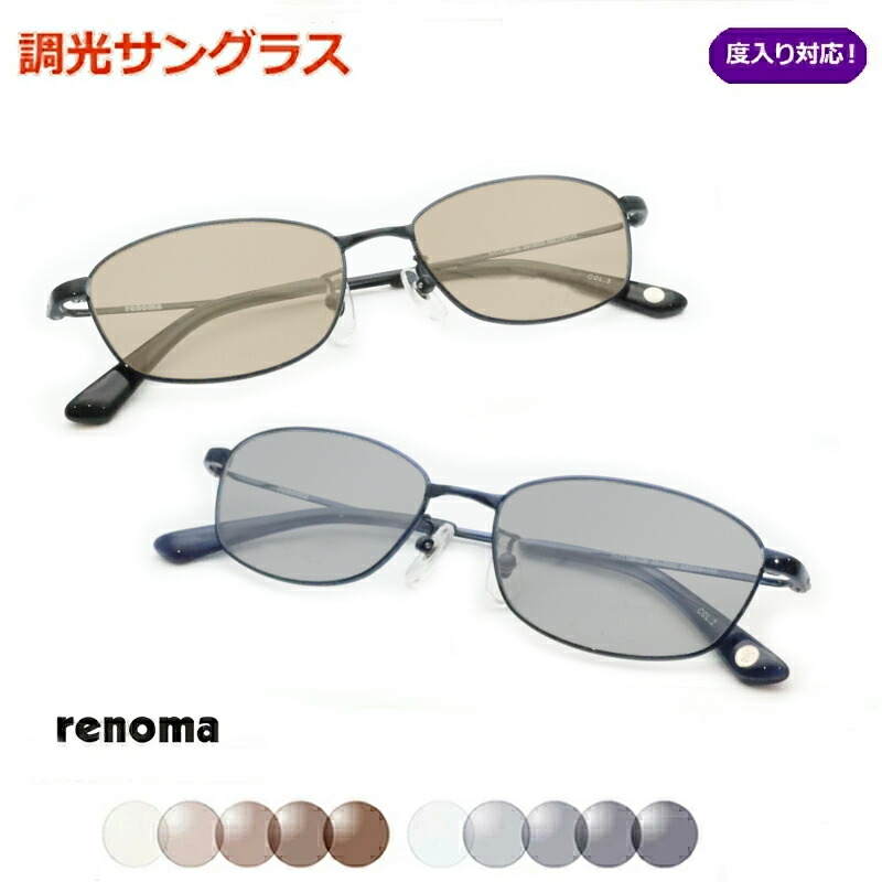 光に当たると色が変わる！ 調光サングラスセット  RENOMA レノマ25-3003 度なし 度入り対応