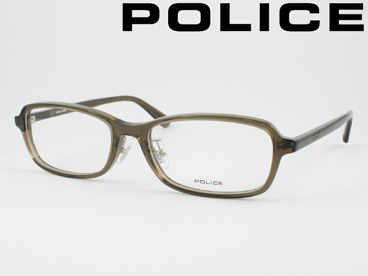 POLICE ポリス VPLP38J-073M メガネフレーム 度付き対応 近視 遠視 老眼鏡 遠近両用 セルフレーム フルリム スクエア 横長 細身 細い 狭い メンズ 紳士 クリングス 鼻パッド