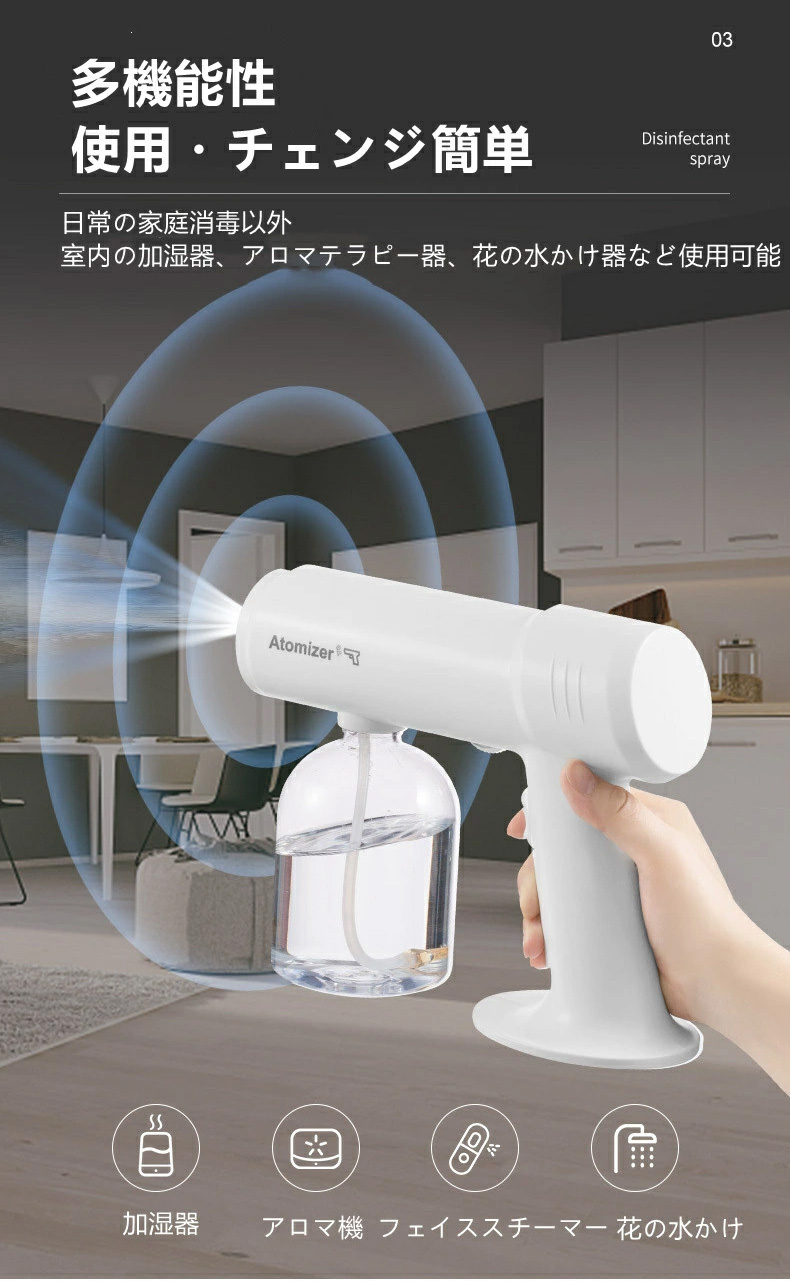 80%OFF!】 アルコール消毒噴霧器 霧吹き ナノスプレーガン ブルー