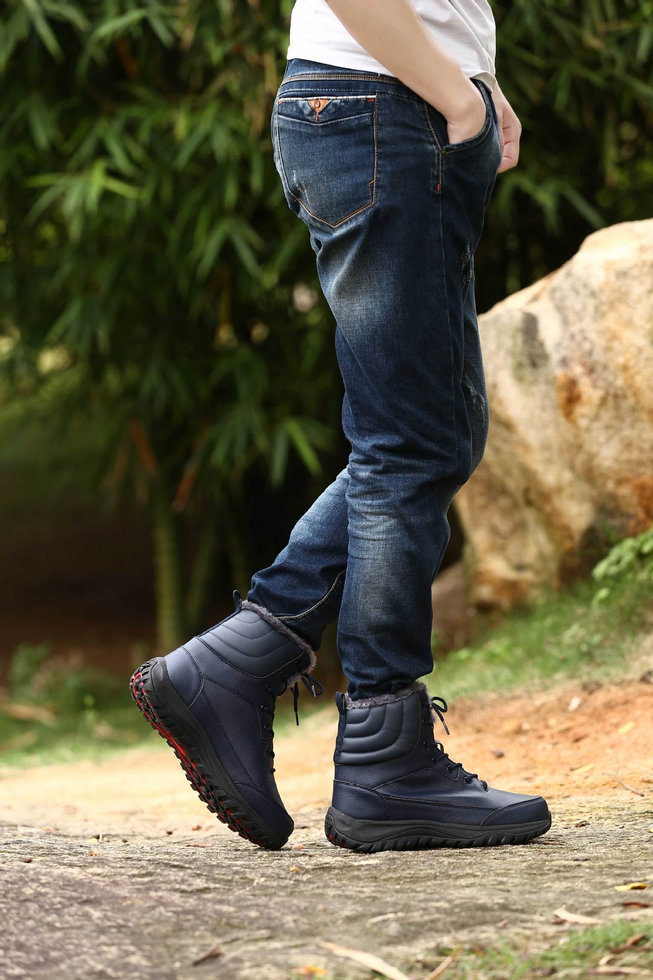 送料無料 スノーブーツ メンズ ショートブーツ マウンテンブーツ ワークブーツ 防水 本革 登山 冬 靴ひも 冬靴